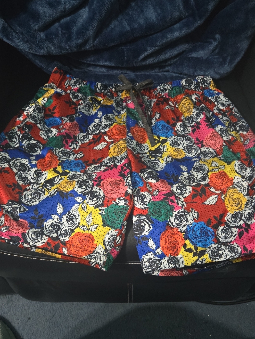 fresh Multicolor Floral Athletic Shorts with Navy Accents